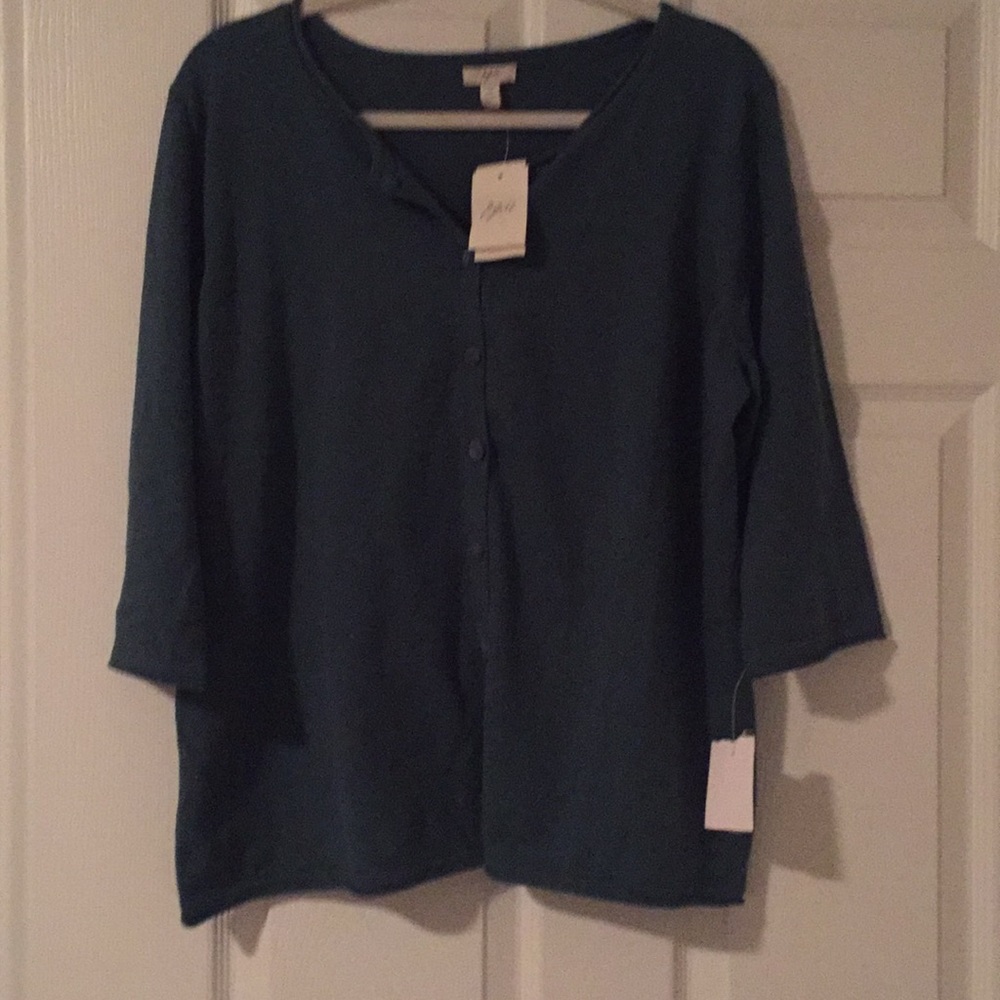 NWT j.jill sea green knit top size 1x